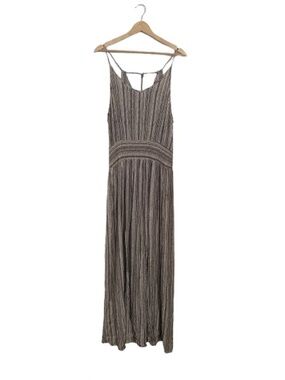 VICI Striped Double Slit Maxi Dress Brown & Cream Size Medium